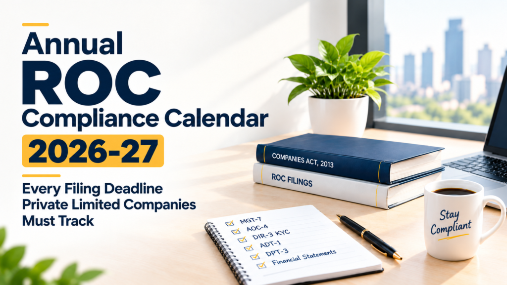 Annual ROC Compliance Calendar 2026-27: Every Filing Deadline Private Limited Companies Must Track Annual ROC Compliance Calendar 2026-27: Every Filing Deadline Private Limited Companies Must Track